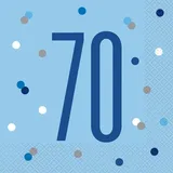 16 Servietten blau & silber Zahl 70