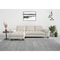 sit&more Ecksofa »Westham L-Form«, Recamiere, mit oder ohne Bettfunktion, Bettkasten, Füße wengefarben beige