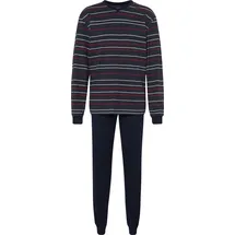 Ammann Schlafanzug lang V-Ausschnitt, Baumwolle, für Herren, 16 NIGHTBLUE, 48