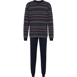 Ammann Schlafanzug lang V-Ausschnitt, Baumwolle, für Herren, 16 NIGHTBLUE, 48