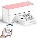 Phomemo Bluetooth Etikettendrucker, DHL Thermodrucker 4x6 Ettikettendrucķer, Bluetooth Etikettiergerät Label Printer für Barcode, Amazon, Etsy, Shopify, Royal Mail, DHL, FedEx, UPS-Rosa