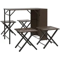 vidaXL 5-tlg. Garten-Essgruppe Klappbar Braun Poly Rattan