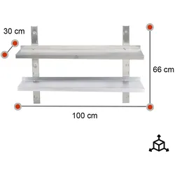 RomuxRomux® - Verstellbares Doppelregal 1000x300x660 mm | 1 mm dick Industrielles Wandregal für das Gastgewerbe