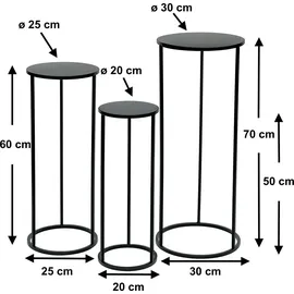 DanDiBo Ambiente Blumenhocker 3er Set Rund Metall  Schwarz