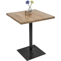 Bistrotisch MCW-H10, Bartisch Thekentisch, Industrial Gastronomie Ulme Massiv-Holz 70x70cm ~ hellbraun