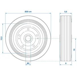 PRO PLUS Stützrad 200 x 60 mm Vollgummi Reifen 400 kg Tragkraft