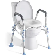 Vevor Toilettensitzerhöhung mit Armlehnen grau/weiß