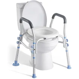 Vevor Toilettensitzerhöhung mit Armlehnen grau/weiß