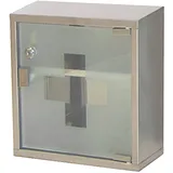 Style home Medizinschrank abschließbar 2 Fächer 30x30x12cm Metall Silber