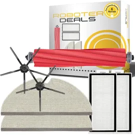 Roboter-Deals Zubehör Set, Ersatzteile Kit für Roborock Q7 Max u. Q7 Max Plus (2x Fi, 2x Pad, 2x Seitenbürste 5arm schwarz, 1x HB)