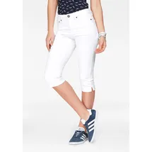 Arizona Caprijeans "mit Schlitz am Saum", Damen, Gr. 54, N-Gr, weiß, Denim/Jeans, Obermaterial: 98% Baumwolle, 2% Elasthan, clean, Basic, schmal, Jeans, schmale Passform, mit stylischen Nieten, hohe Taille