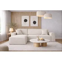 kaiser möbel Ecksofa mit schlaffunktion und bettkasten, Ecksofa L-Form Eckcouch L-Form BEST stoff Neve Links Ecru - Creme