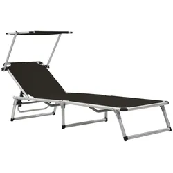 vidaXL Klappliege mit Sonnenschutz Aluminium und Textiline Schwarz