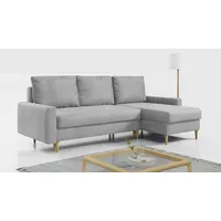 MKS MEBLE Ecksofa - L-Form Sofa mit Schlaffunktion - Wohnlandschaft L Form, Ecksofa mit Schlaffunktion und Bettkasten, Schlafsofa mit Bettkasten, Couch mit Schlaffunktion - Grau LANG