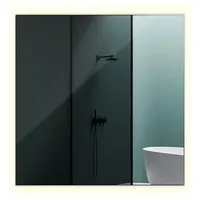 Tulup Led, Blaugrau, Glas, 50x50x2.4 cm, Spiegel, Wandspiegel