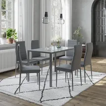 Vicco Esszimmerstuhl Grand Kunststoff grau 6er Set