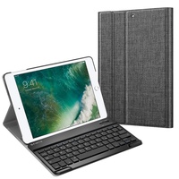 Fintie Tastatur Hülle für iPad 9.7 Zoll 2018 2017 / iPad Air 2 / iPad Air - Ultradünn Schutzhülle Keyboard Case mit magnetisch Abnehmbarer drahtloser Deutscher Bluetooth Tastatur, Denim dunkelgrau