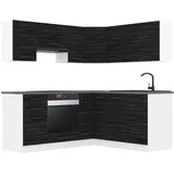 Belini B Belini Group Küche, Schwarz, Holz, L-Form, 320x204x60 cm, Küchen, Eckküchen, Eckküchen ohne Geräte