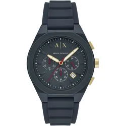 Chronograph ARMANI EXCHANGE, dunkelblau, Armbanduhren, Herren, Quarzuhr, Armbanduhr, Herrenuhr, Silikonarmband, Datum, Stoppfunktion