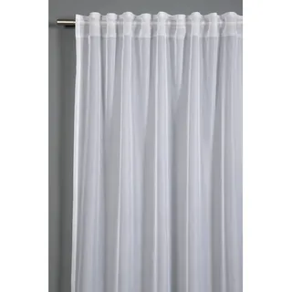 GARDINIA Vorhang mit verdeckten Schlaufen und Gardinenband, Lichtdurchlässig, Transparent, Gardine Voile Uni, Weiß, 300 x 245 cm
