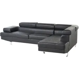 Beliani Ecksofa 5-Sitzer Norrea Kunstleder Schwarz Linksseitig