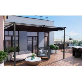 Habitat et Jardin Anbaupergola mit ausziehbarem Dach - 3 x 4 m - Anthrazitgrau - Grau