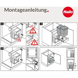 HAILO Mülleimer Küche, Einbau ab 40cm Schrank, Abfalleimer 1x 28 L