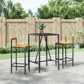 vidaXL Gartenbar-Set 3-tlg. Schwarz