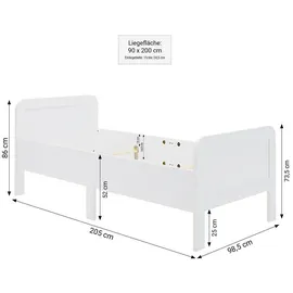 Homestyle4u Komfortbett 90 x 200 cm Weiß