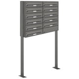 AL Briefkastensysteme Briefkasten Premium (BxH): 84.6 x 150cm, Anzahl Schlitze: 11 Fach Stand Anlage in RAL 9007 Aluminium grau