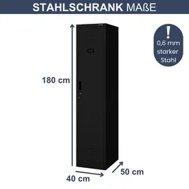 Jan Nowak Umkleideschrank Spind KACPER 180 x 40 x 50 cm Schwarz