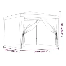 vidaXL Partyzelt mit 4 Mesh-Seitenwänden Rot 3x3 m HDPE