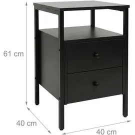 Relaxdays Nachtschrank 2 Schubladen 40 x 40 x 61 cm Schwarz