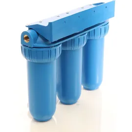 Naturewater NW-BR10B5 3 Stufen Wasserfilter, 5 μ, 32,89 mm (1"), Ø60 mm PP Kartusche, Filter Wandhalterung, Filterschlüssel, Sedimentfilter Aktivkohleblock Aktivkohlegranulat