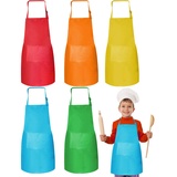 Kinder Verstellbare Kochschürze 5 Pcs Kinderschürze Kinder Kochschürze zum Kochen Jungen Kinderschürze Mädchen Kinderschürze mit Tasche für Jungen und Mädchen Küche Kochen Backen Malen (7-13 Jahre) - ca. 45 * 60cm