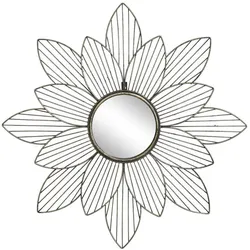 Chic Antique Spiegel mit Blumendeko, ∅ 69,5, Breite 2,5 cm