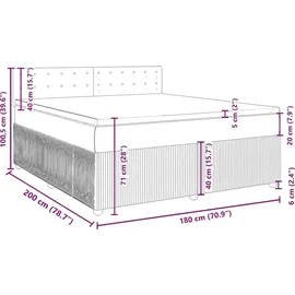 vidaXL Boxspringbett mit Matratze Schwarz 180x200 cm Stoff