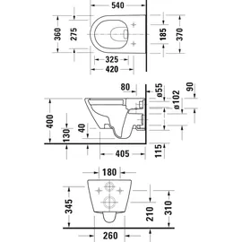 Duravit D-Code Wand-WC mit WC-Sitz Weiß Hochglanz