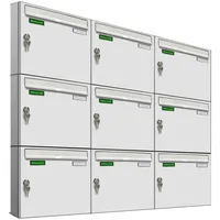 AL Briefkastensysteme Basic 9er Briefkasten Weiß inkl. Zeitungsfach