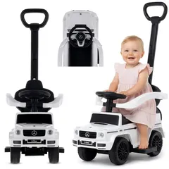 Rutscher Rutschauto Rutschfahrzeug Kinderauto mit Stange Spielzeug ab 1 Jahr Mercedes Benz G350d weiß - Weiß