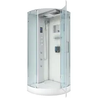 AcquaVapore D37-20R1 Komplettdusche rechts 100 x 218 cm Weiß Sicherheitsglas Duschwanne