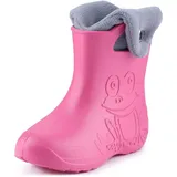 Ladeheid Eva Kinder Jungen Mädchen Gummistiefel Regenschuhe gefüttert Regenstiefel Gummischuhe LA-CA-04 (Rosa/Grau, 24/25 EU) - -