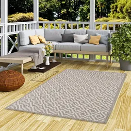 Pergamon In & Outdoor Flachgewebe Natur, Valencia Fliesenoptik Grau Textil, 160x230 cm,