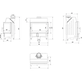 Kratki ZIBI Kamineinsatz Stahl Schwarz
