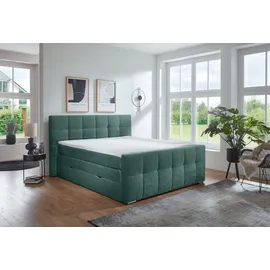 PLACES OF STYLE Boxspringbett PLACES OF STYLE "Rosà", grün, B:204cm L:224cm, Komplettbetten, Boxspringbett, H3/H3, H3/H4, H4/H4 möglich