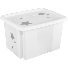 keeeper Stars Aufbewahrungsbox mit Deckel, Dreh- und stapelbar, Für Kinder, 30 l, Karolina, Nordic White