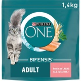 PURINA ONE BIFENSIS Adult Katzenfutter trocken, reich an Lachs, 6er Pack (6 x 1,4kg)