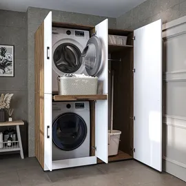 roomartstore.de Waschmaschinenschrank DORA 130 x 230 x 74 cm Beige