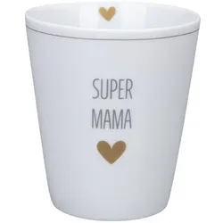 Krasilnikoff Happy Mug Becher Super, Ø8,7 x H10cm, Super Mama, weiss