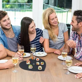 Relaxdays Schieferplatte, Herzform Anthrazit,Silber